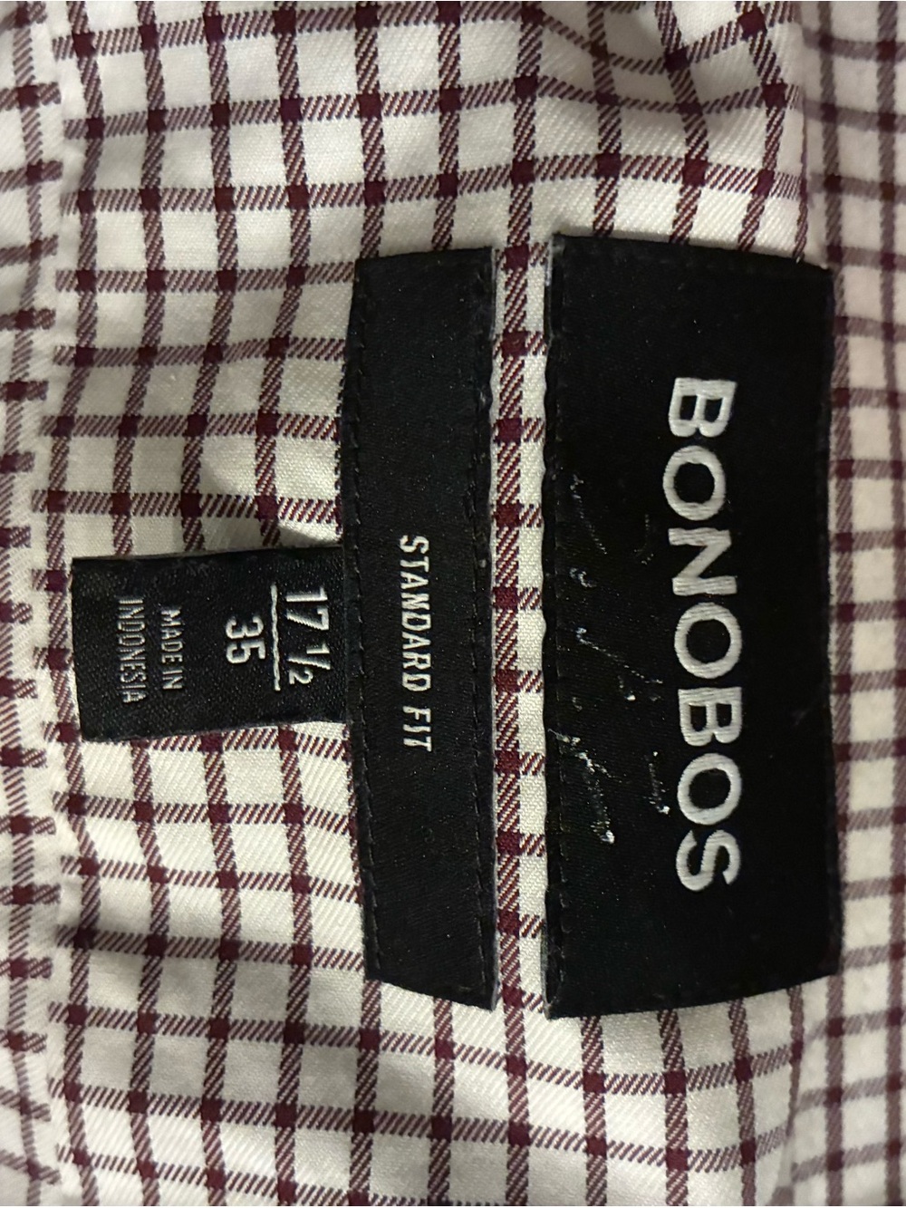 Bonobos White and Burgundy Windowpane Dress Shirt